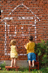 Children-draw-house